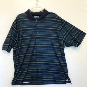 Ben Hogan Performance  Men's 3-Button Striped Golf Polo Shirt Size XXL Navy Blue